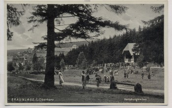 AK Foto Braunlage im Oberharz Verlobungswiese mit Musikpavillon viele Menschen 1940