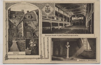VERKAUFT !!!   AK Bonn am Rhein Beethoven Geburtshaus Konzertsaal 1930