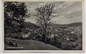 AK Brombach bei Lörrach Ortsansicht mit Bank 1940