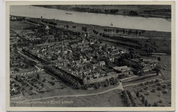 VERKAUFT !!!   AK Foto Zons am Rhein Flugzeugaufnahme Luftbild 1940