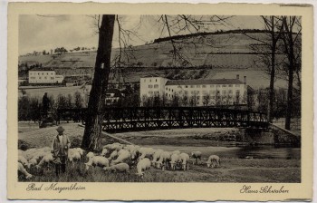 AK Bad Mergentheim Haus Schwaben mit Brücke Schäfer Schafe 1940