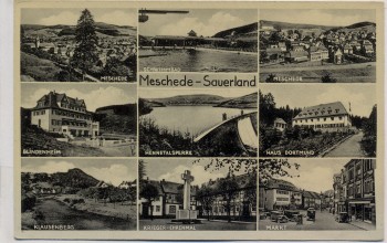 AK Mehrbild Meschede Sauerland Krieger-Ehrenmal Blindenheim Haus Dortmund ... 1940