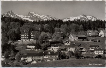 AK Foto Bad Kohlgrub Ortsansicht mit Teufelstättkopf Laubeneck Hennenkopf 1970