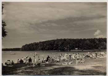 AK Foto Neuglobsow Badestrand am Stechlin-See Stechlin 1963