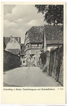 AK Ladenburg a. Neckar Feuerleitergasse mit Neunkellerhaus 1940