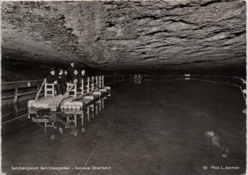 AK Foto Berchtesgaden Salzbergwerk Salzsee Überfahrt 1960