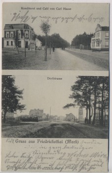AK Gruss aus Friedrichsthal ( Mark ) Konditorei Cafe Carl Haase Dorfstrasse b. Oranienburg 1907 RAR