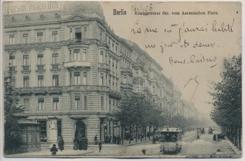 AK Berlin Kreuzberg Königgrätzer Straße Ascanischer Platz mit Hotel Habsburger Hof und Straßenbahn 1906