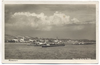 VERKAUFT !!!   AK Gruß aus der Weinbrennerei Asbach Uralt Rüdesheim am Rhein viele Schiffe 1930