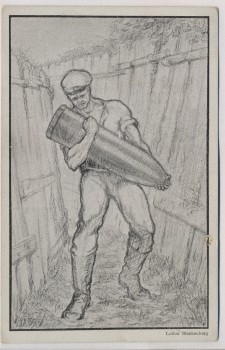 VERKAUFT !!!   Künstler-AK Minenwerfer Ersatz Regiment in Markendorf b. Jüterbog Lothar Blankenburg 1917 RAR