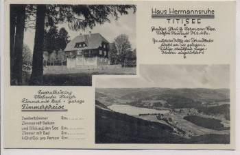 Werbe-AK Titisee Haus Hermannsruhe Titisee-Neustadt 1950