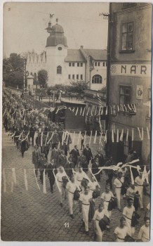 VERKAUFT !!!   AK Foto Braunau Broumov Umzug viele Menschen Grabdenkmäler Sudetengau Tschechien 1940 RAR
