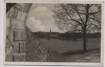 AK Foto Josefov Ortsansicht Blick über Wiese Josefstadt Jaroměř Tschechien 1933
