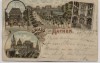 AK Litho Gruss aus Aachen Pontthor Dom Elisenbrunnen 1898