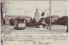 AK Darmstadt Paradeplatz Denkmal Museum Hoftheater Straßenbahn 1904 RAR