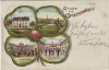 Kleeblatt-Litho Gruss aus Großbothen Gasthof Gaststube Saal Totale Grimma 1901 RAR