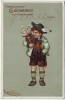 Künstler-AK Herzlichen Glückwunsch zum Geburtstag Junge in Lederhose E. Döcker 1905