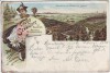 Litho Hamburg Harburg Hausbruch Gruss aus der Sennhütte 1900