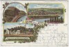 Litho Werden an der Ruhr Gruss von der Platte Restauration Kreuzenbeck Essen 1898