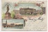 Litho Gruss aus Metz Theaterplatz 3 Bilder Moselle Lothringen Frankreich 1908