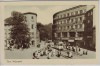 AK Foto Jena Holzmarkt mit Menschen Straßenbahn 1955