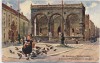 Künstler-AK München Alte Residenz und Feldherrnhalle Kindl mit Tauben 1915