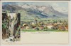 Künstler-AK Gruss aus Partenkirchen mit Partnachklamm H. Deuchert 1900