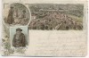 Litho Gruss aus Jerusalem Ortsansicht mit Rabiner Jewish Judaika 1897 RAR