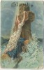 Präge-AK Glaube Frau vor Kreuz Golddruck Religion 1909