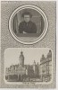 AK Gruss aus Leipzig Rathaus Frau aus Fenster schauend 1920