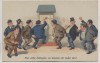 VERKAUFT !!!   AK Scherzkarte Nur nicht drängeln Männer vor Toilette 1915