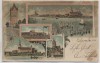AK Litho Gruss aus Culmsee Chełmża Zuckerfabrik Ortsansicht Westpreußen Polen 1904 RAR