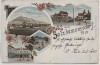 Litho Gruss aus Salzhemmendorf Bahnhof Apotheke Kirche 1898 RAR