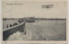 AK Warnemünde Mole bei Sturm mit Flieger Rostock Feldpost 1918
