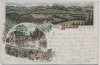 VERKAUFT !!!   Litho Gruss vom Brand Sächsische Schweiz Brandbaude b. Hohnstein Sachsen 1897