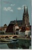AK Regensburg Steinerne Brücke mit Dom 1913