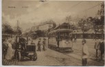 AK Hamburg St. Pauli Straßenbahn Auto Taxi vor Hammonia-Hotel Feldpost 1918 RAR