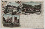Litho Gruss aus Stecklenberg im Harz Gasthaus zum Grünen Walde bei Thale 1900