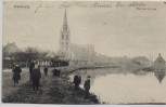 AK Wervik Wervicq Vue sur la Lys Ortsansicht mit Menschen Flandern Belgien 1925