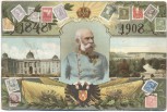 AK Adel Wien 60-jähriges Regierungsjubiläum Kaiser Franz Josef Briefmarkenmotive 1908