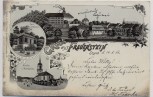 AK Litho Gruss aus Frauenstein Erzgebirge Parkschlösschen Kirche 1901