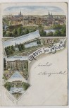 AK Litho Gruss aus Zwickau Kriegerdenkmal Schwanenschloss Ortsansicht 1902
