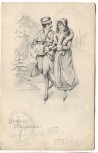 AK 2 Frauen im Pelzmantel Jugendstil Fröhliche Weihnachten ! 1904