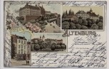VERKAUFT !!!   Litho Gruss aus Altenburg Schloss Magdalenen-Stift 1901