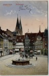 AK Halberstadt Holzmarkt mit Brunnen 1914