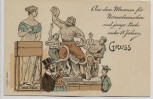 Künstler-AK Lex Heinze Gruss aus dem Museum für Normalmenschen und junge Leute unter 18 Jahren Venus Medici und Laokoon 1900 RAR