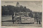 VERKAUFT !!!   AK Burgruine Tost Toszek in Schlesien Musikgruppe mit Fahrzeug Kr. Gleiwitz Polen 1920 RAR