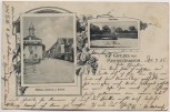 AK Gruss aus Rheindürkheim Rathaus Fährhaus bei Worms 1905 RAR