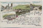 VERKAUFT !!!   AK Litho Gruss aus Floh-Seligenthal Bahnhof Ortsansicht Straßen 1899 RAR