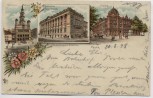 AK Litho Posen Poznań Post Rathaus Bibliothek Polen 1898 RAR